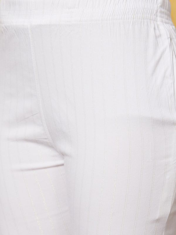 Globus Women White Solid Regular Fit Cigarette Trousers