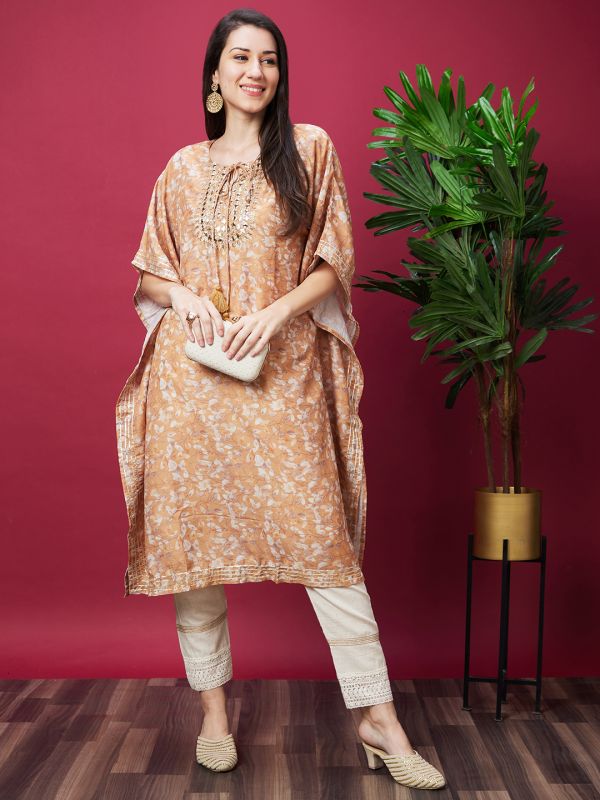 Globus Women Off White Embellished Ethnic Cigarette Trouser With Lace Detail