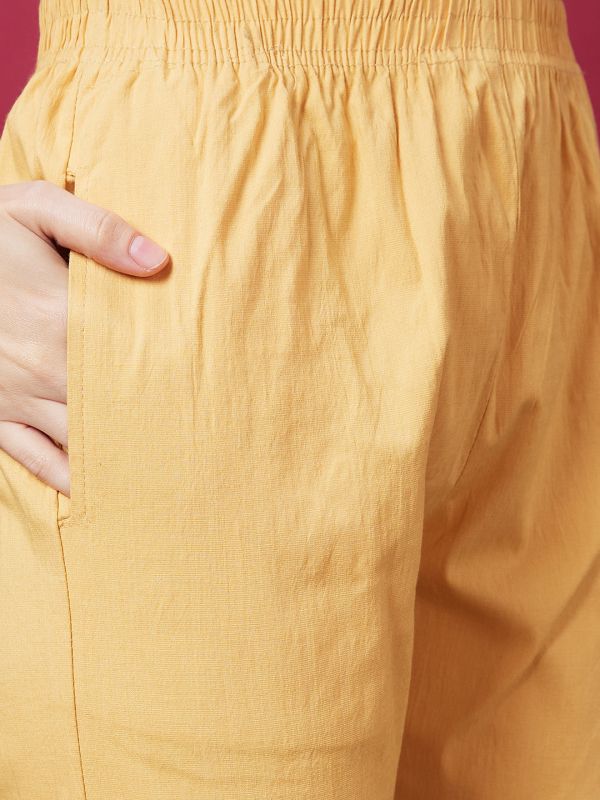 Globus Women Yellow Embellished Ethnic Cigarette Trouser