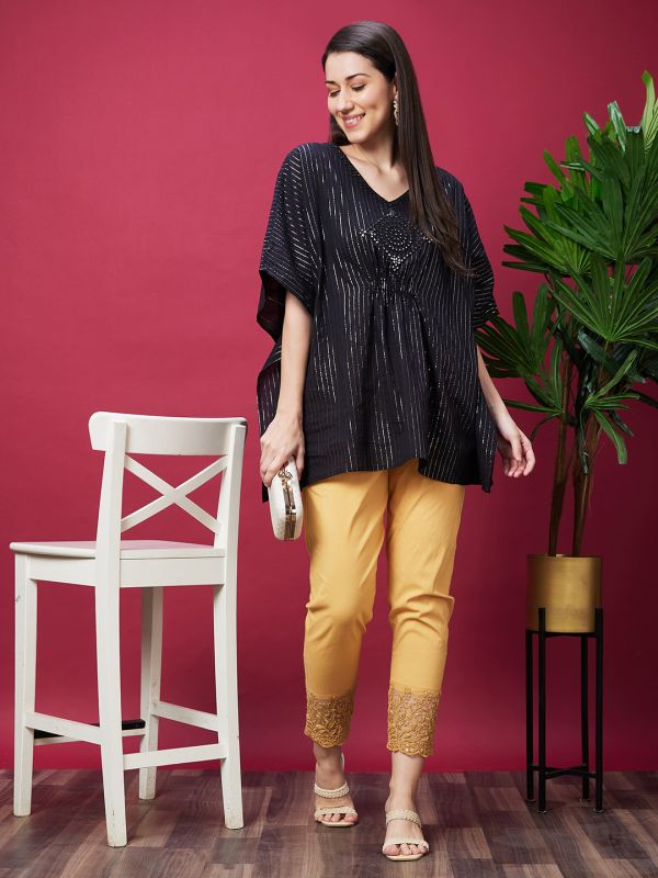 Globus Women Yellow Embellished Ethnic Cigarette Trouser