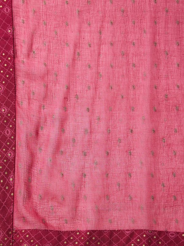 Globus Women Wine Embroidered Anarkali Ethnic Kurta Set With Trouser and Dupatta 