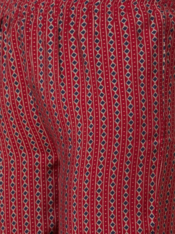 Globus Women Maroon Ethnic Motifs Print 3-Piece Festive Anarkali Kurta Set with Trouser and Dupatta