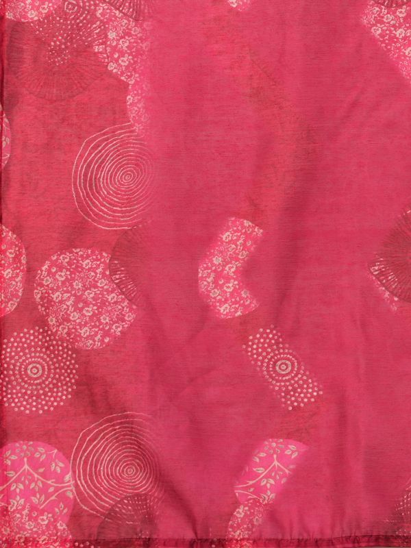 Globus Women Pink Mandarin Collar Allover Printed Panelled Kurta With Narrow Pants & Dupatta