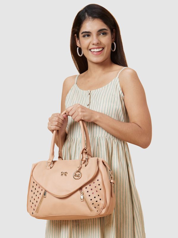 Globus Women Sand Solid Vegan Leather Shoulder Bag