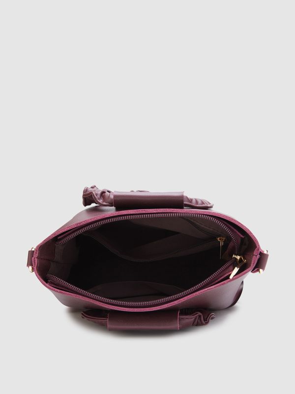 Globus Women Maroon Solid Vegan Leather Sling Bag