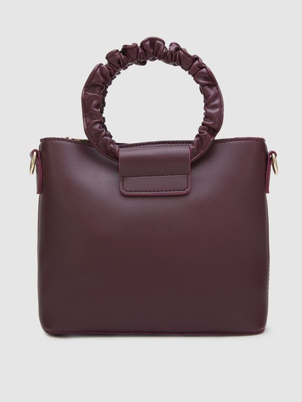 Globus Women Maroon Solid Vegan Leather Sling Bag