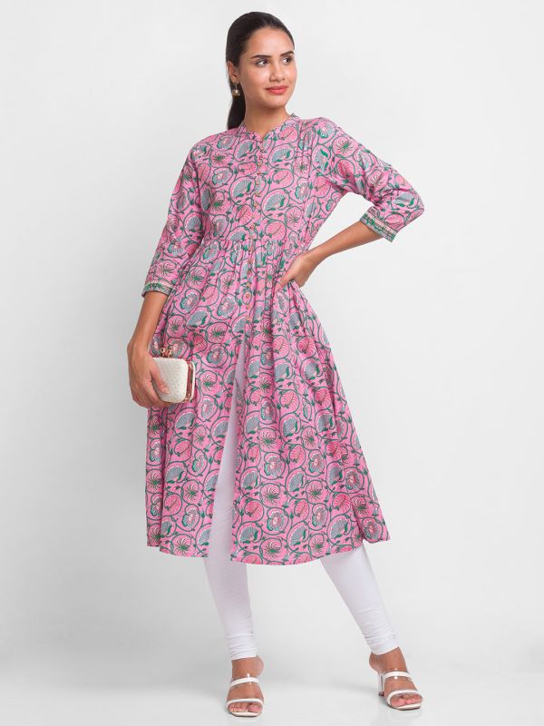 Globus Pink Printed  Kurta