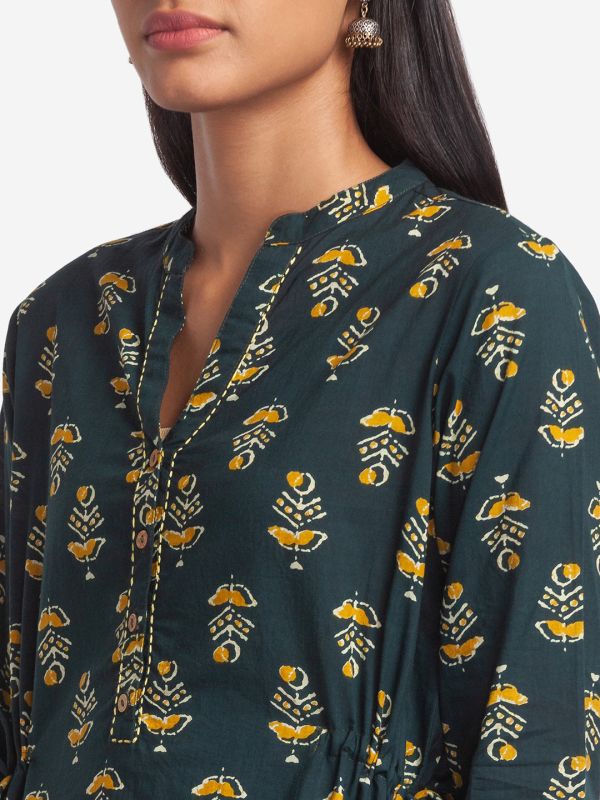 Globus Dark Green Printed Kurta