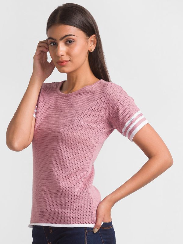 Globus Pink Self Design Tshirt