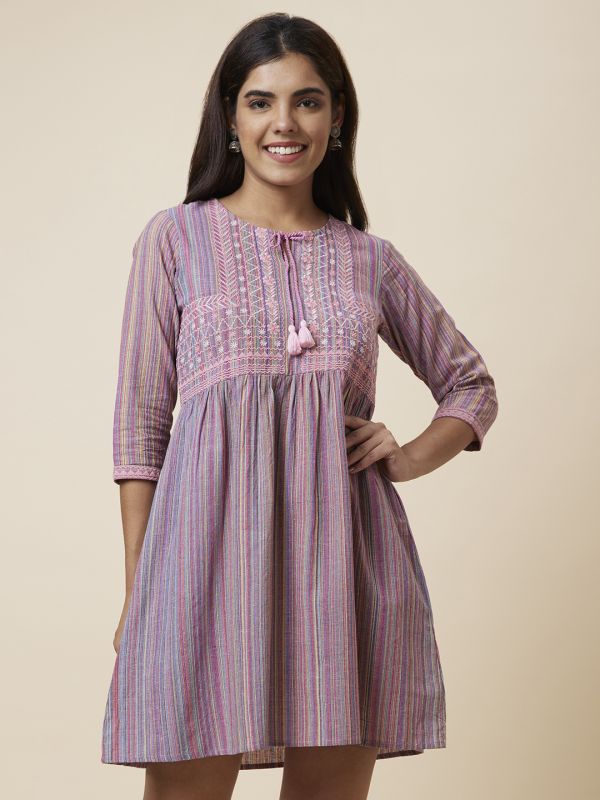 Globus Women Multicolor Self Design A-Line Dress