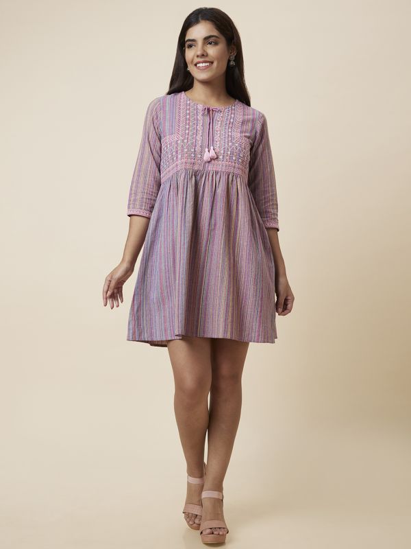 Globus Women Multicolor Self Design A-Line Dress
