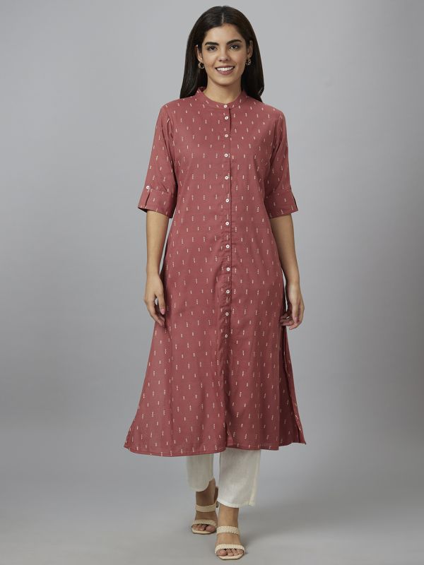 Globus Women Red Printed A-Line Kurta