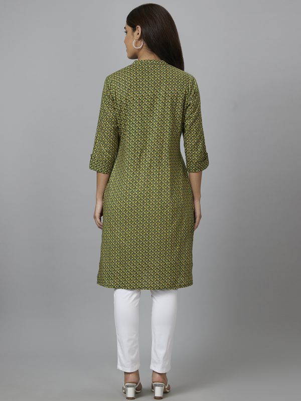 Globus Women Green Printed Straight Kurta
