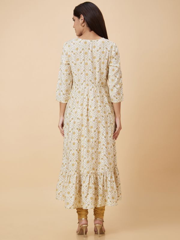 Globus Women Off White Printed Anarkali Kurta