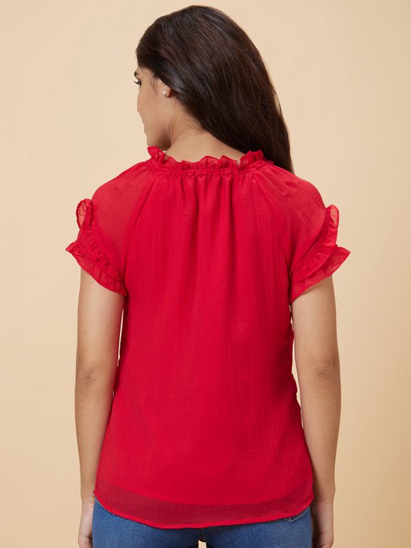 Globus Women Red Solid Polyester Top