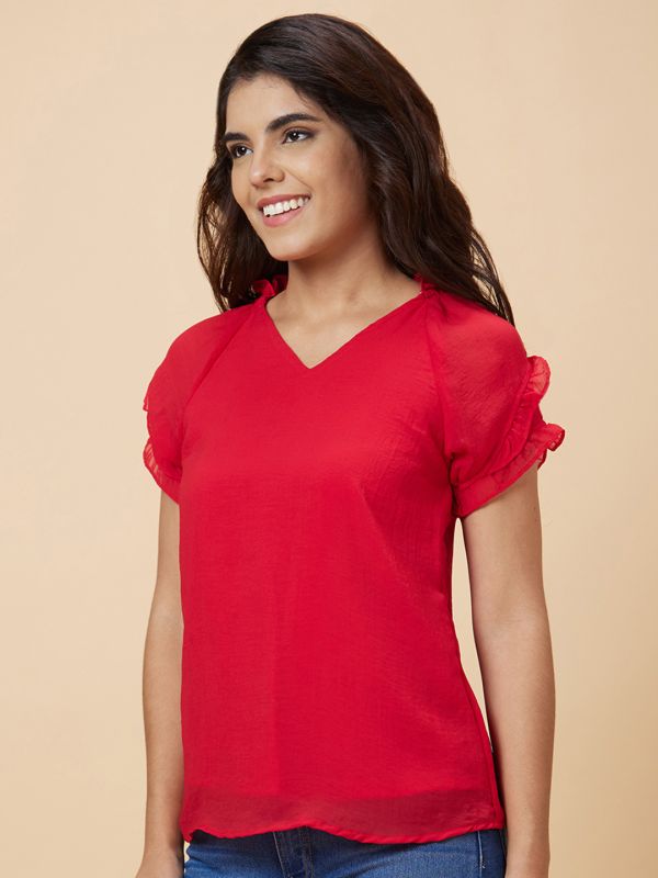 Globus Women Red Solid Polyester Top