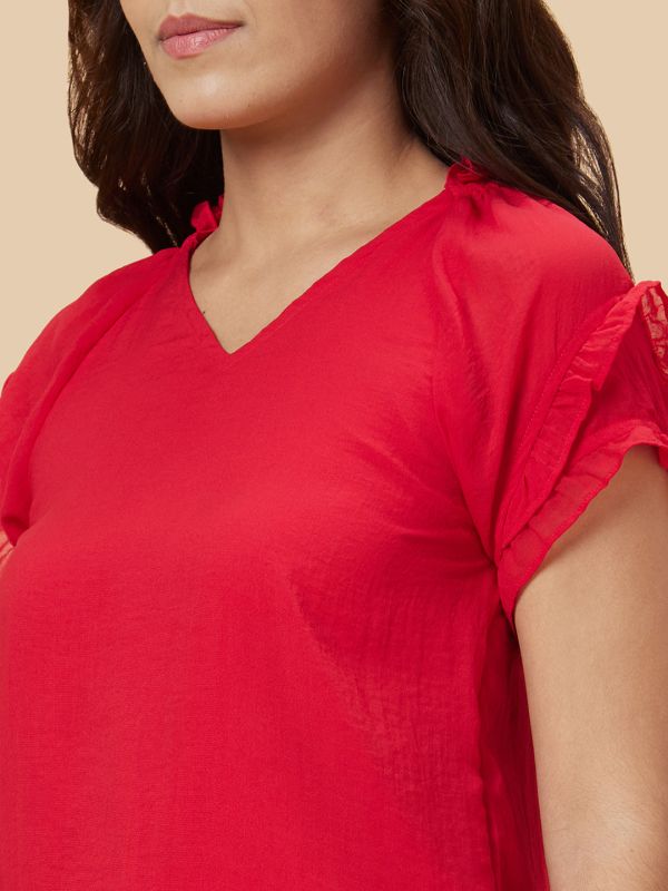 Globus Women Red Solid Polyester Top