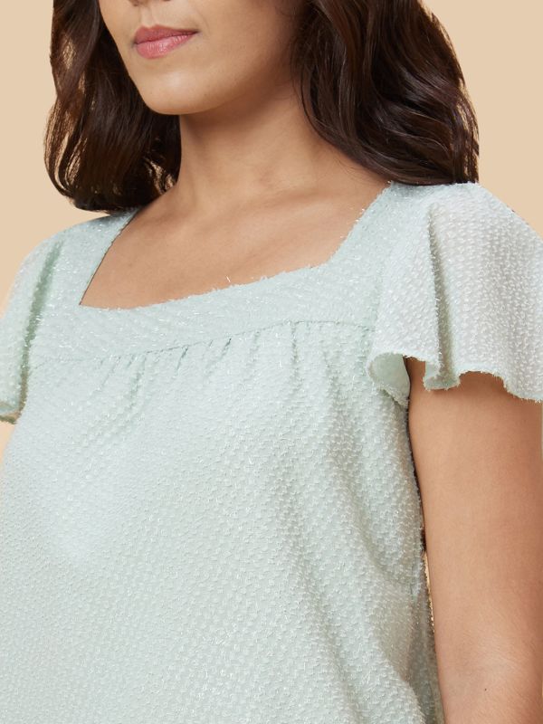 Globus Women Green Self Design Polyester Top