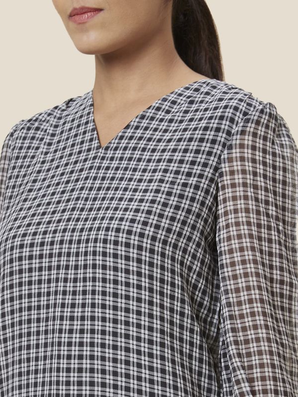 Globus Women Black Checked Polyester Top