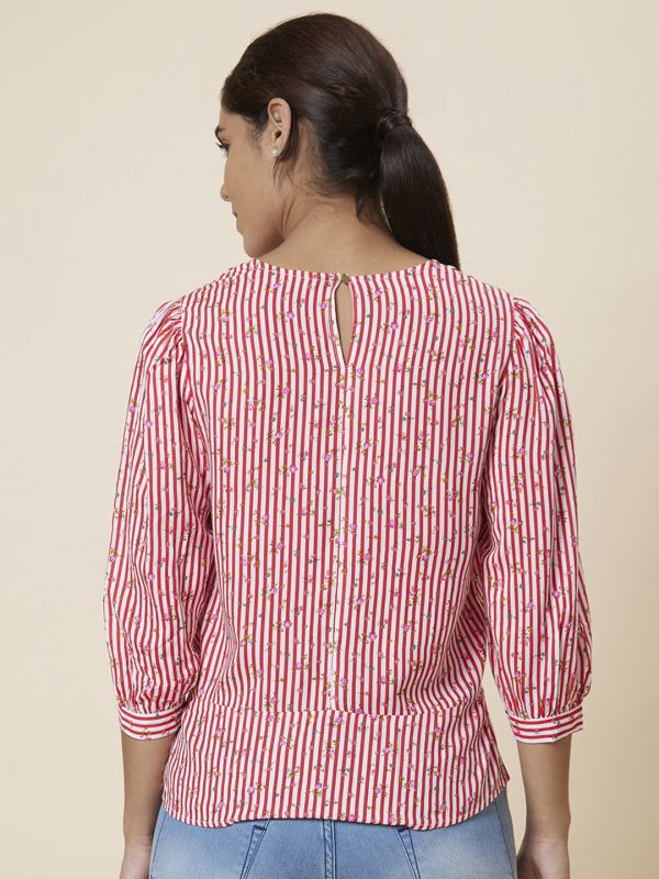 Globus Women Red Striped Viscose Top