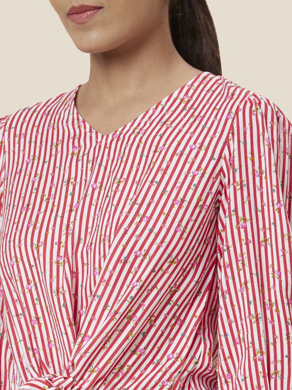 Globus Women Red Striped Viscose Top