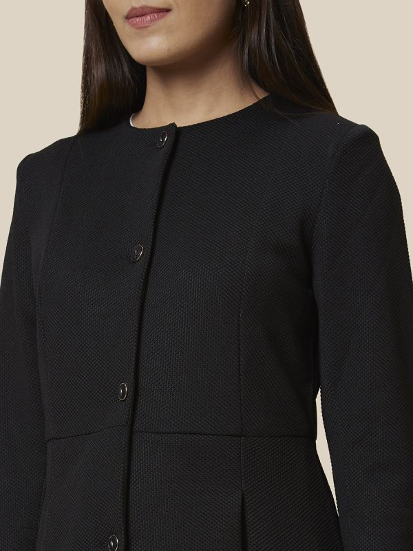 Globus Women Black Solid Longline Jacket