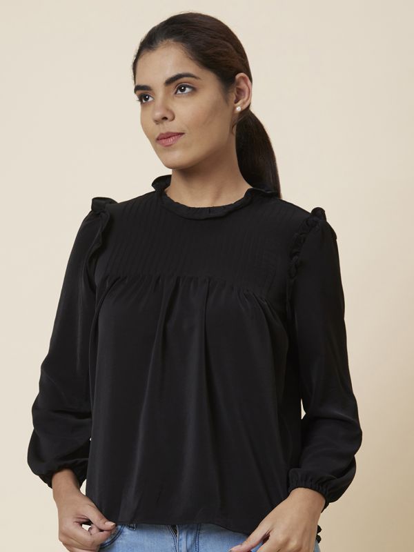 Globus Women Black Solid Polyester Top