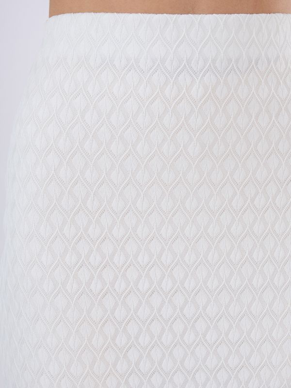 Globus Women White Mid Rise Self Design Lace Midi Pencil Party Skirt