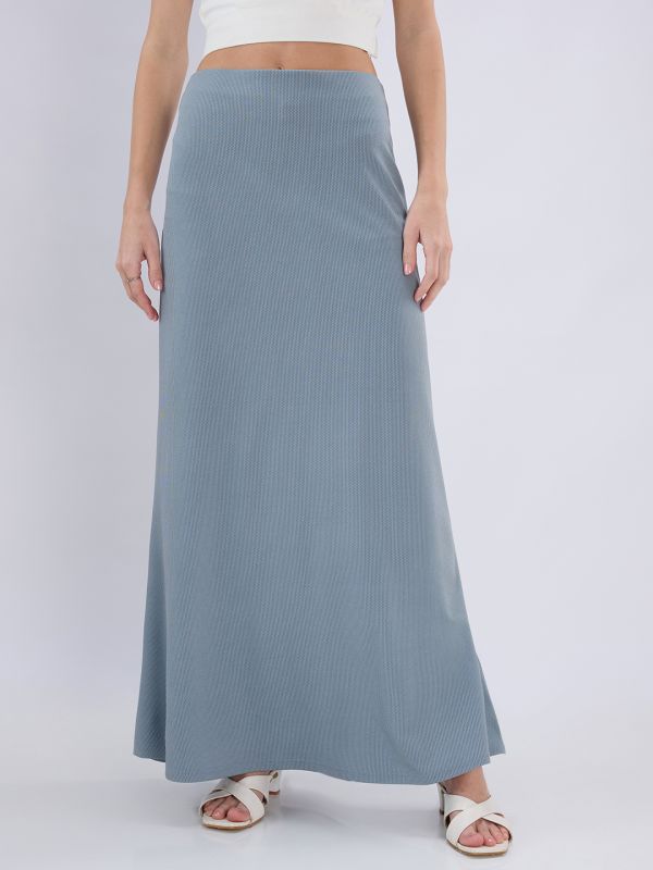 Globus Women Blue Abstract Printed Mid Rise Flared Maxi Skirt