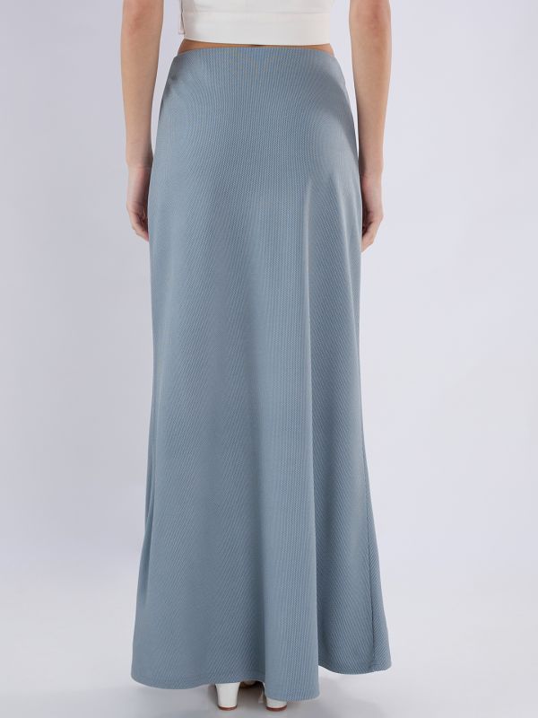 Globus Women Blue Abstract Printed Mid Rise Flared Maxi Skirt