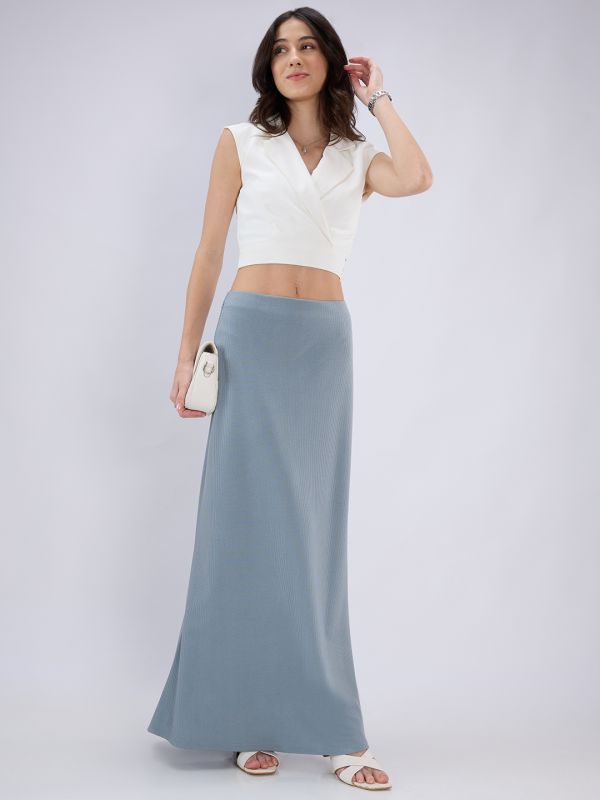 Globus Women Blue Abstract Printed Mid Rise Flared Maxi Skirt