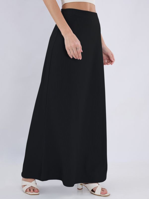 Globus Women Black Abstract Printed Mid Rise Flared Maxi Skirt