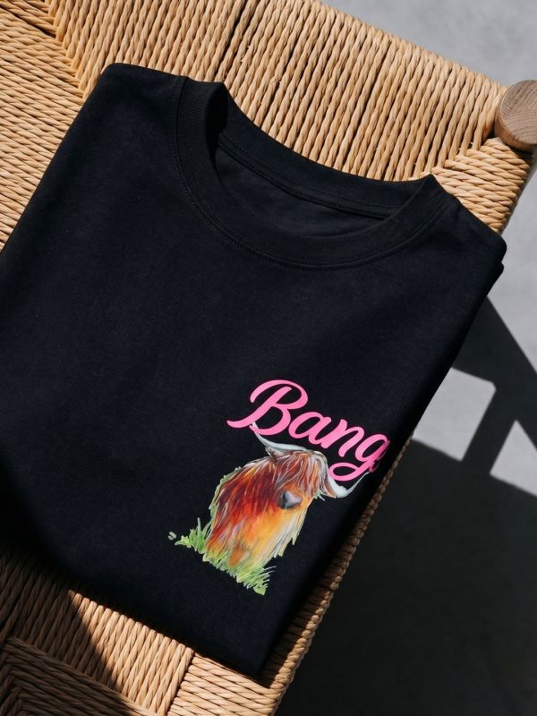 Globus Women Black Round Neck Short Sleeves Graphic Print Oversized Fit T-Shirt