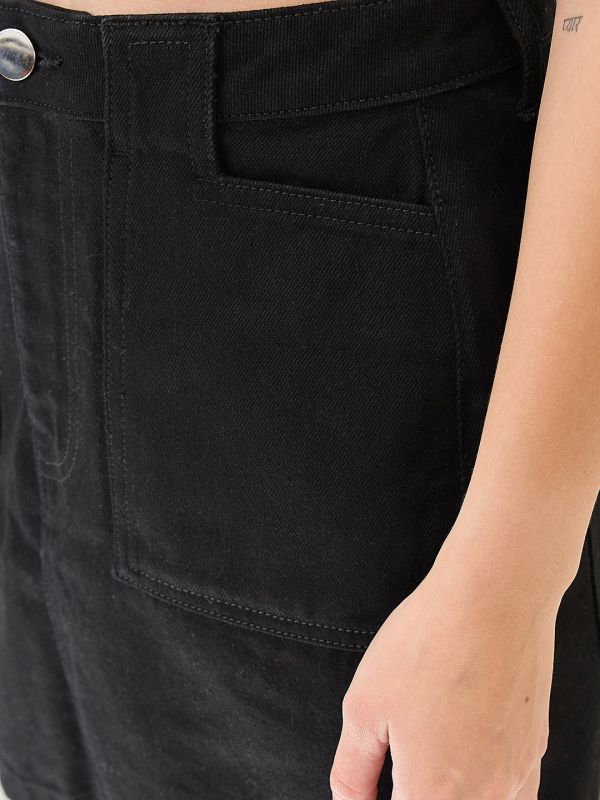 Globus Women Black Cotton Mid Rise Pocket Detail Mini Denim Skirt