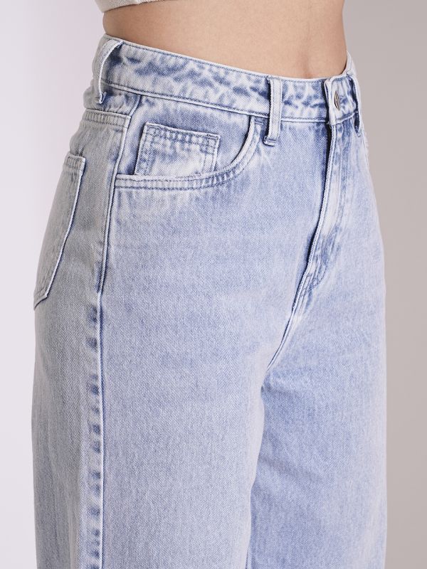Globus Women Light Blue Cotton High Rise Straight Fit Jeans