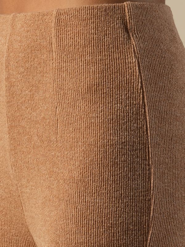 Globus Women Camel Self Design High-Rise Flared Party Treggings