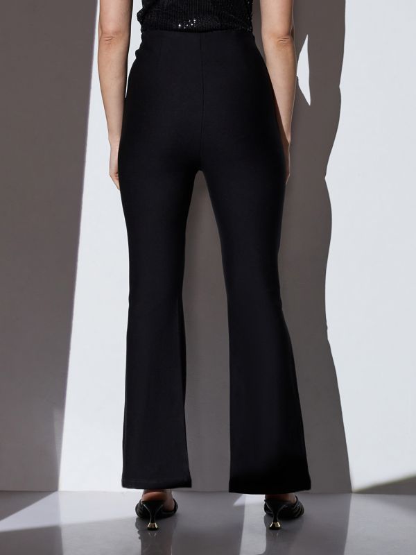 Globus Women Black Mid-Rise Solid Formal Bootcut Trousers