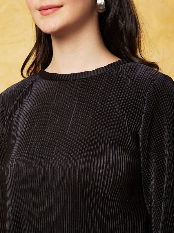 Globus Women Black Solid Casual Coords Set Palazzo