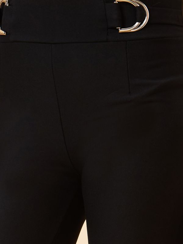 Globus Women Black Solid High-Rise Loose Fit Parallel Trousers