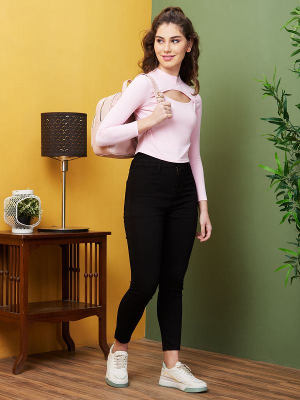 Globus Women Pink Solid Casual Round Neck Top