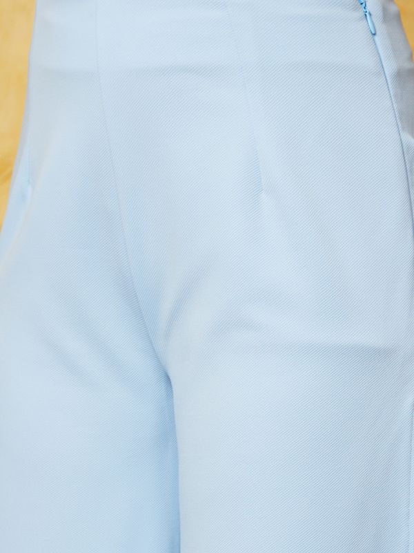 Globus Women Sky Blue Solid Loose Fit Parallel Trousers