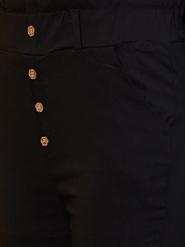 Globus Women Black Solid Low-Rise Regular Fit Casual Jogger