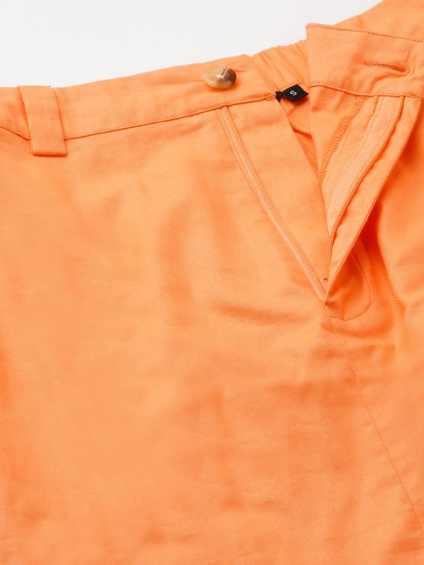 Globus Women Orange Cargo Pocket Detail Crop Top & Midi Skirt Co-Ord Set