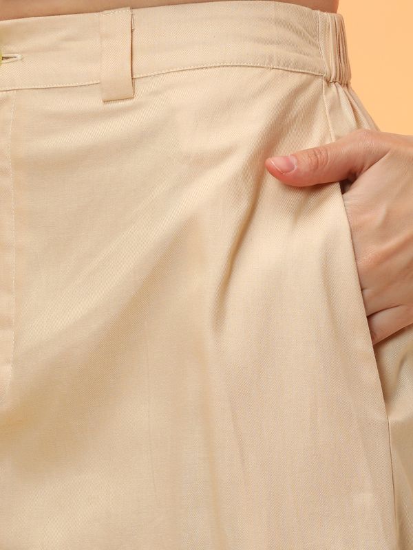 Globus Women Beige Cargo Pocket Detail Crop Top & Midi Skirt Co-Ord Set