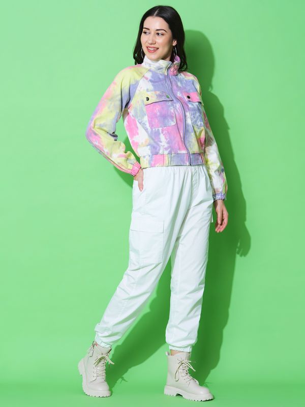 Globus Women Multi Tie & Dye Oversized Denim Jacket