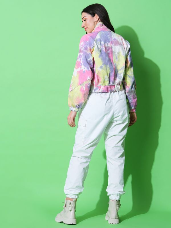 Globus Women Multi Tie & Dye Oversized Denim Jacket