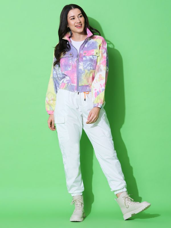 Globus Women Multi Tie & Dye Oversized Denim Jacket