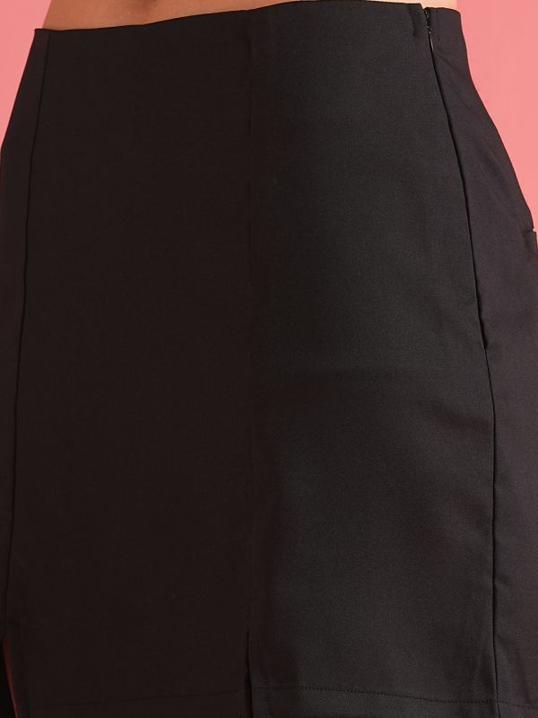 Globus Women Black Straight Hem Mini Safari Skort
