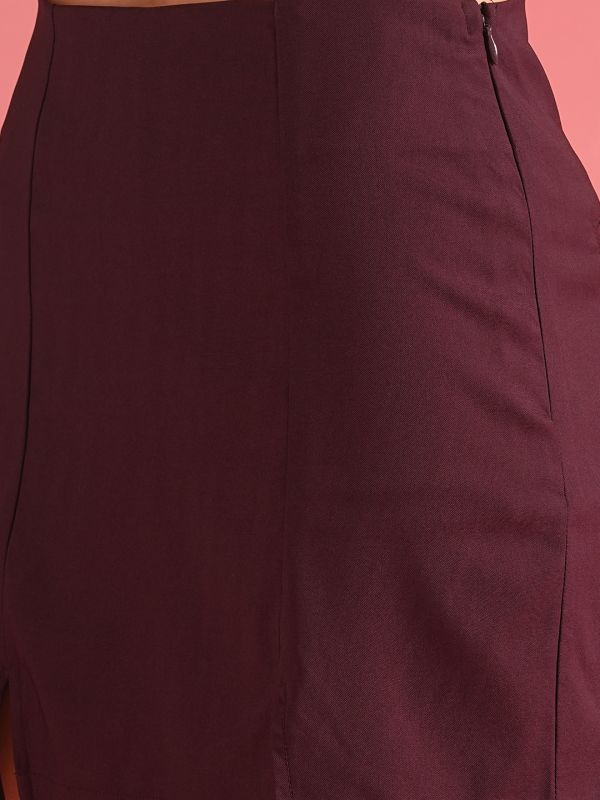 Globus Women Wine Straight Hem Mini Safari Skort