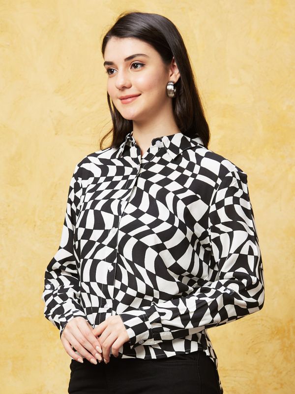 Globus Women Multi Color Abstract Print Shirt Style Top